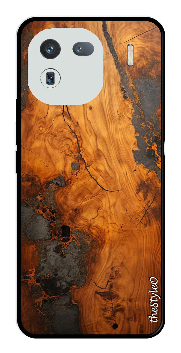 Wooden Design Metal Mobile Case for iQOO 12 5G (Design No -74)