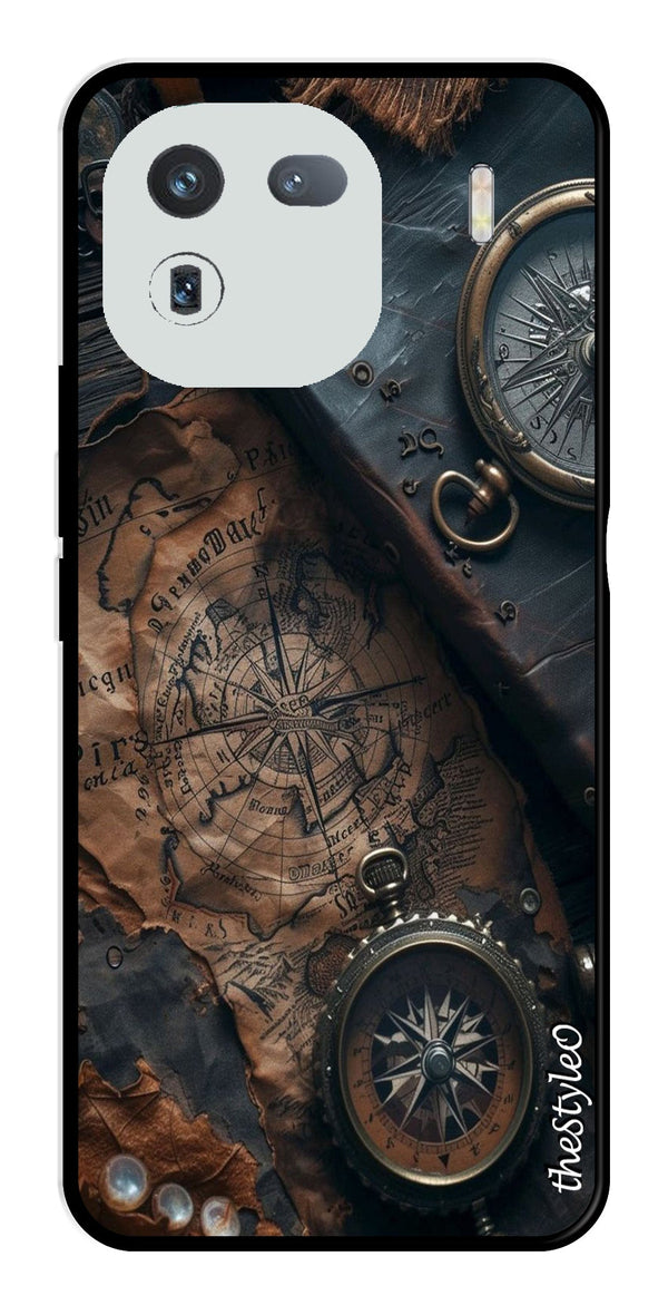 Vintage Compass Metal Mobile Case for iQOO 12 5G (Design No -90)