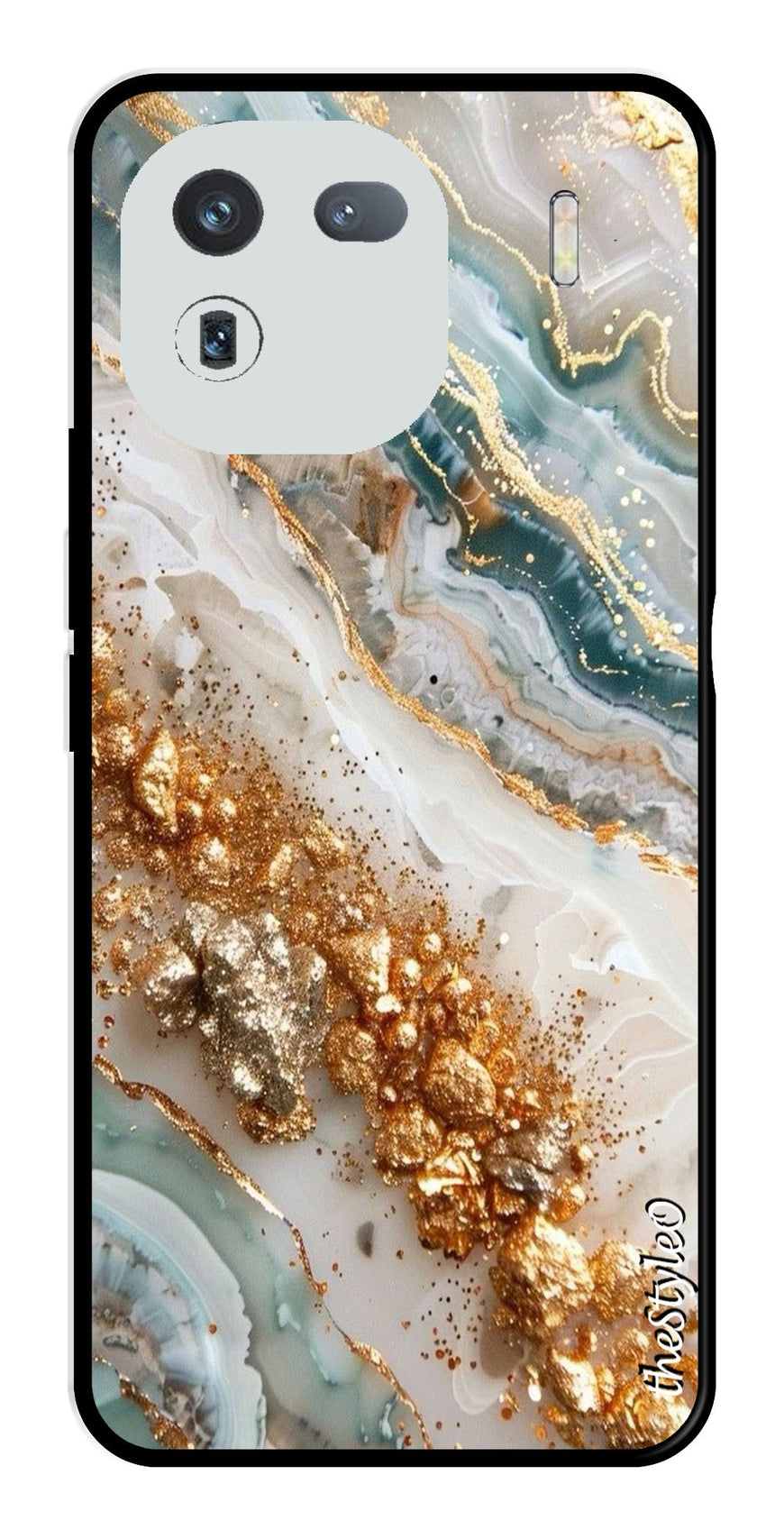 Marble Design Metal Mobile Case for iQOO 12 5G (Design No -92)