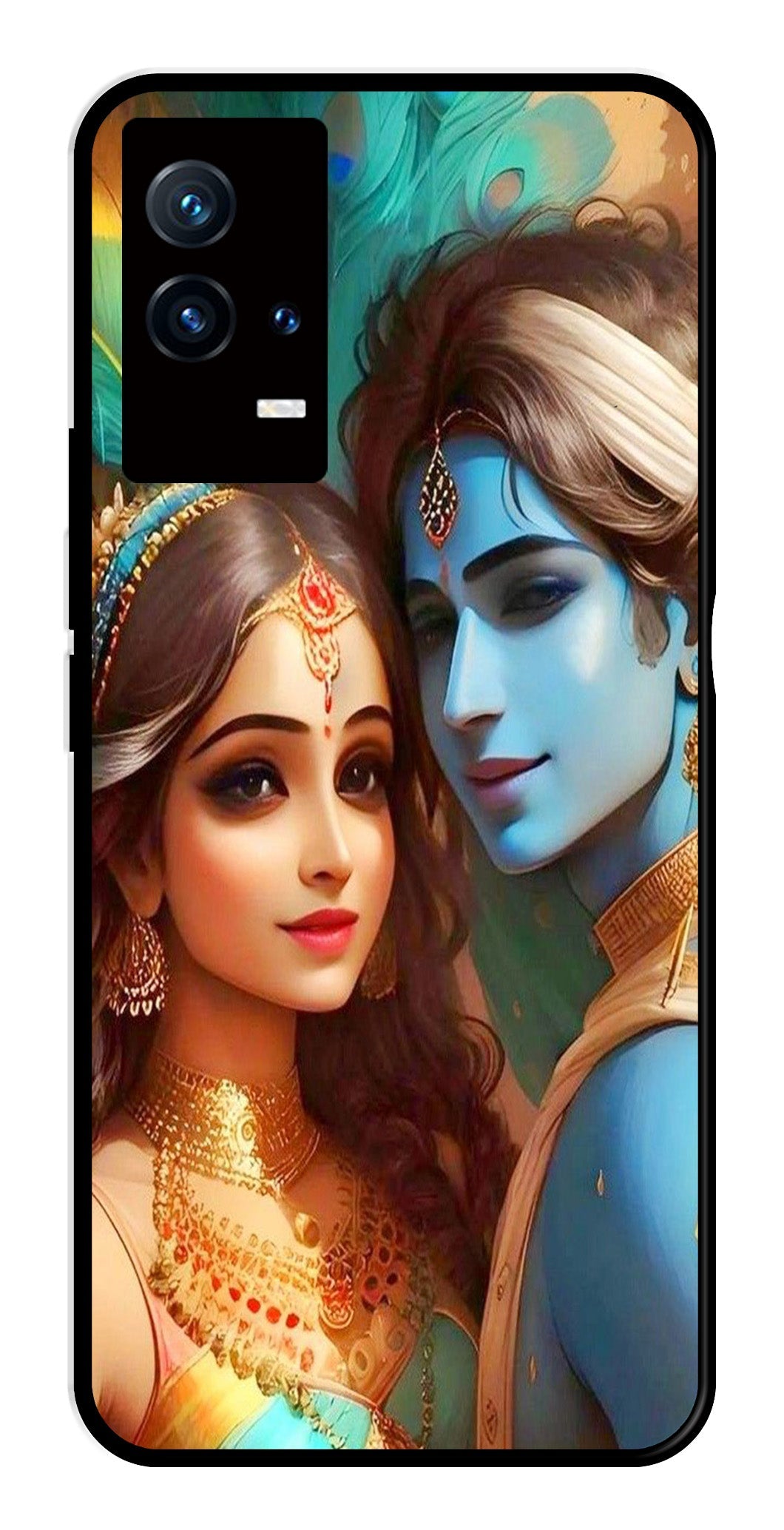 Lord Radha Krishna Metal Mobile Case for iQOO 8 5G   (Design No -01)