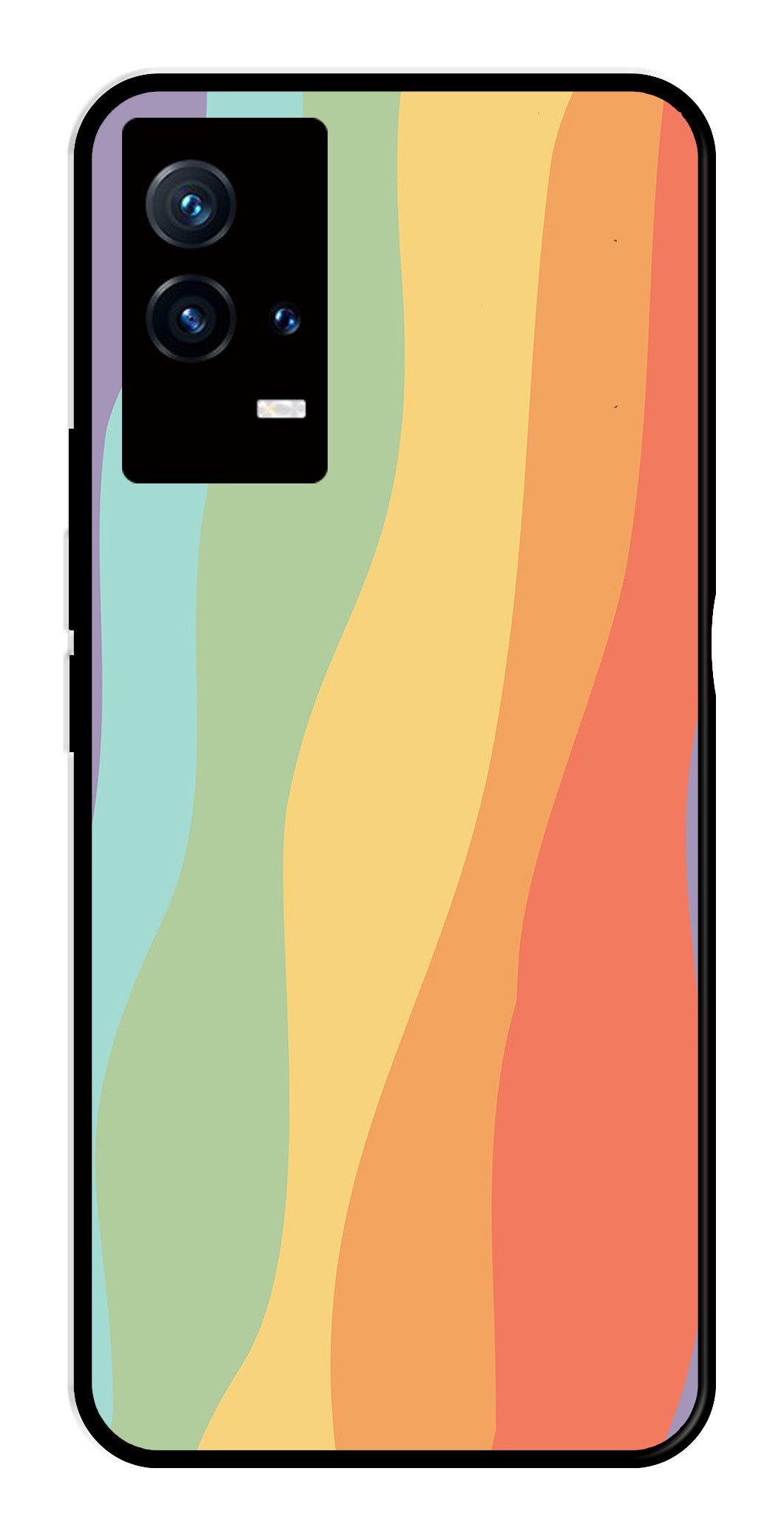 Muted Rainbow Metal Mobile Case for iQOO 8 5G   (Design No -02)