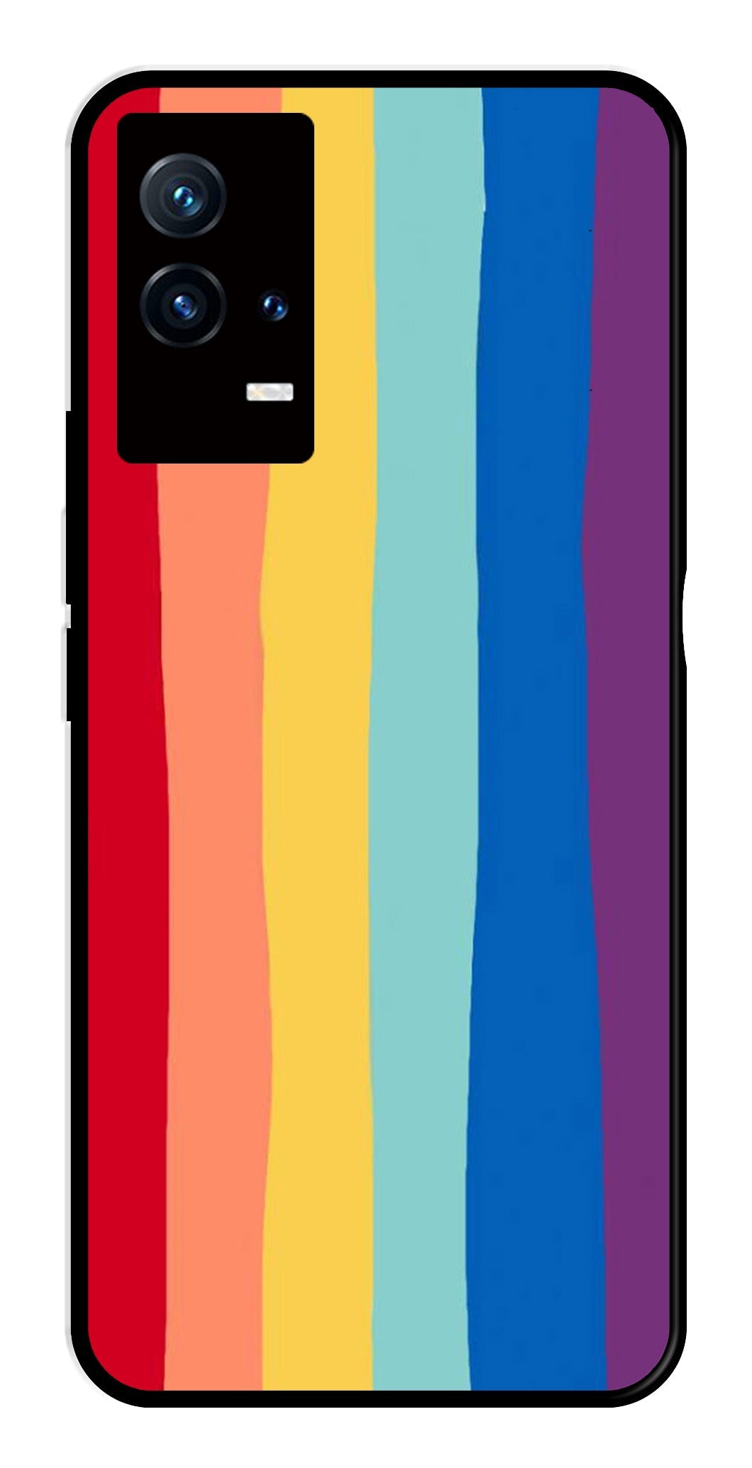 Rainbow MultiColor Metal Mobile Case for iQOO 8 5G   (Design No -03)