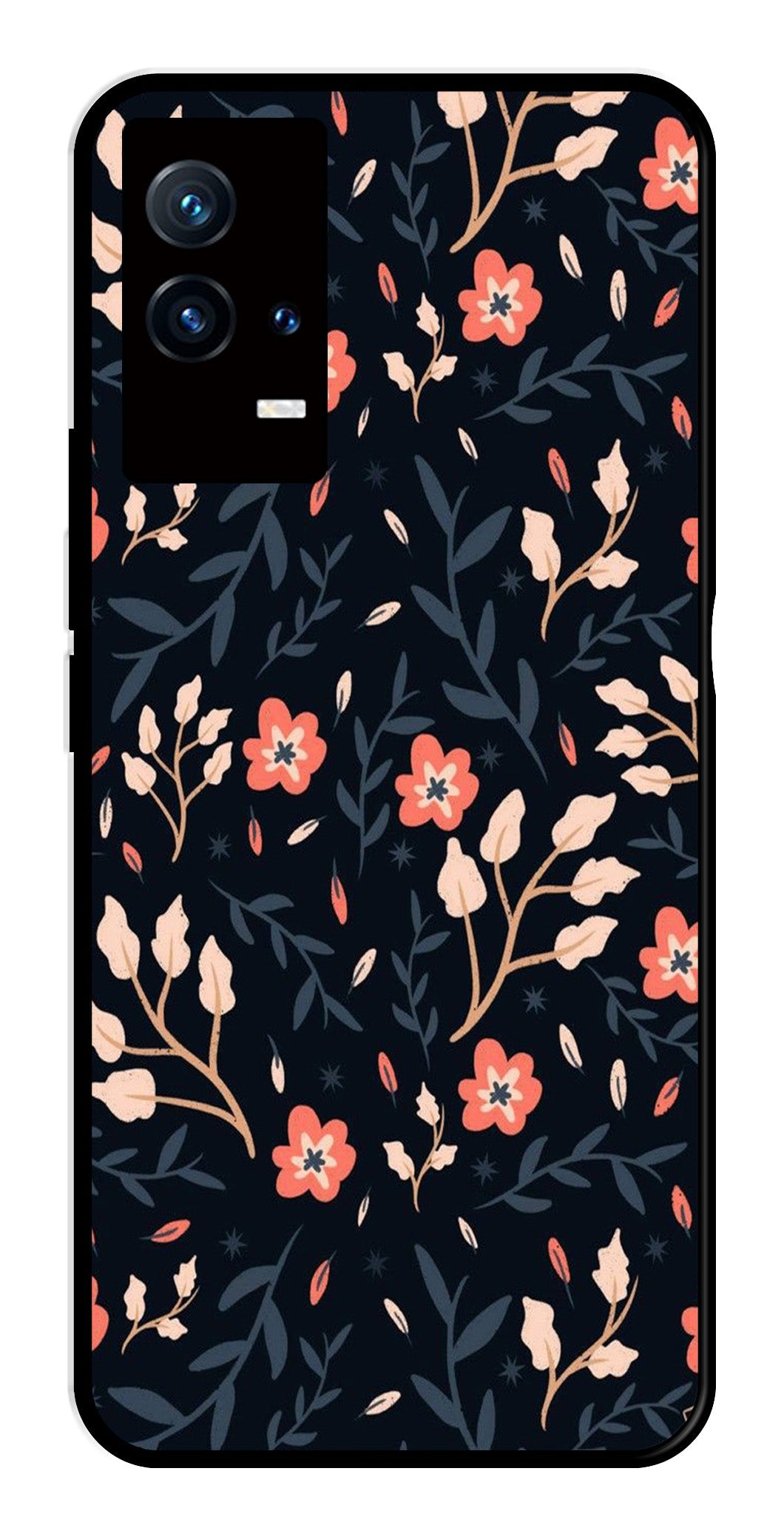 Floral Pattern Metal Mobile Case for iQOO 8 5G   (Design No -10)