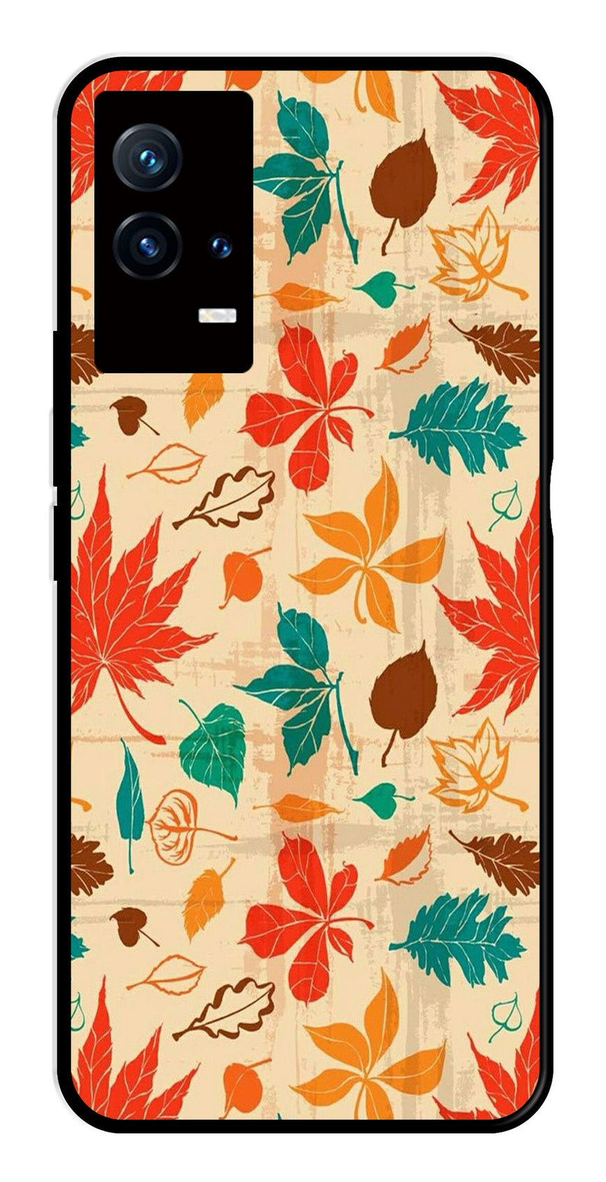 Leafs Design Metal Mobile Case for iQOO 8 5G   (Design No -14)