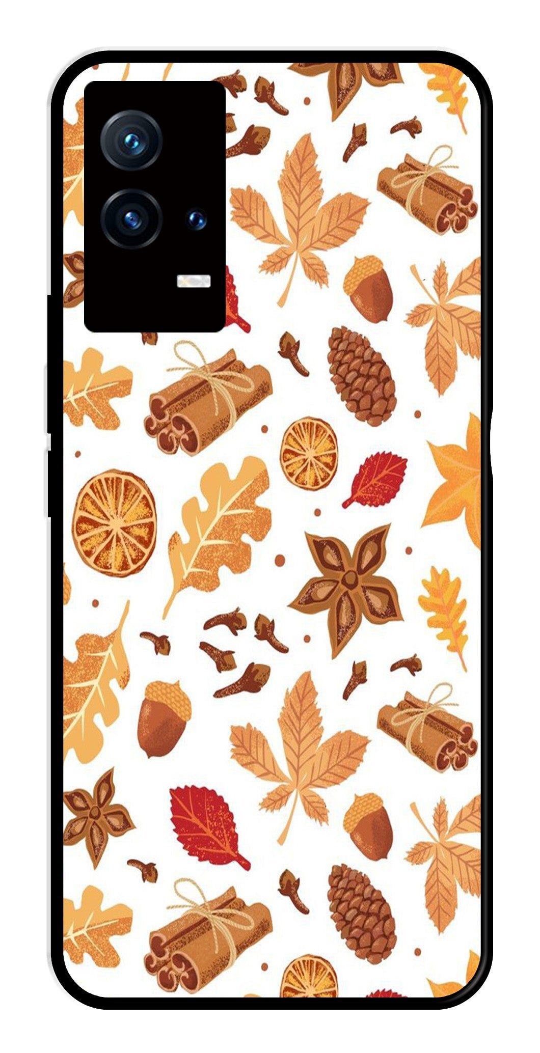 Autumn Leaf Metal Mobile Case for iQOO 8 5G   (Design No -19)