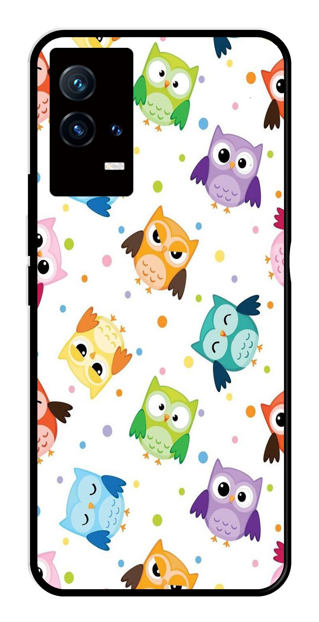 Owls Pattern Metal Mobile Case for iQOO 8 5G   (Design No -20)