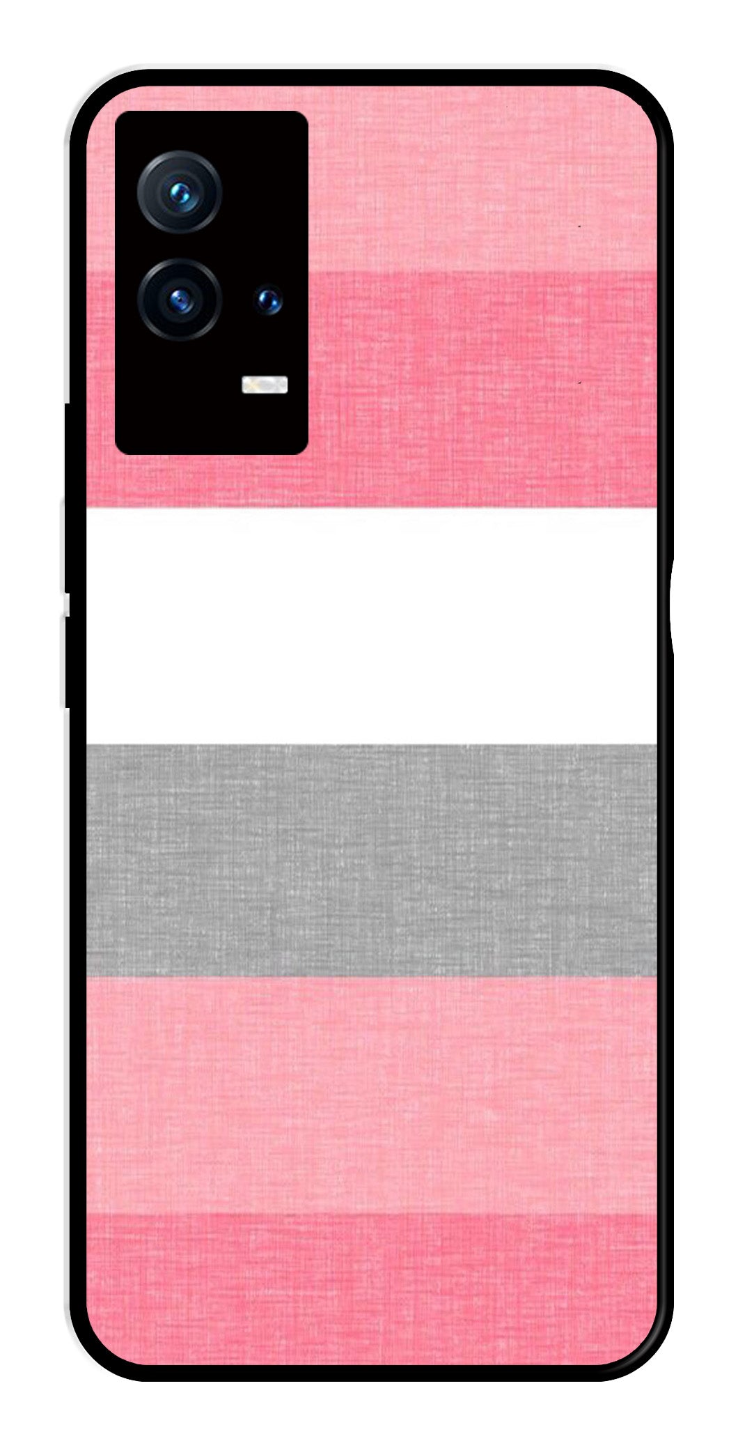 Pink Pattern Metal Mobile Case for iQOO 8 5G   (Design No -23)