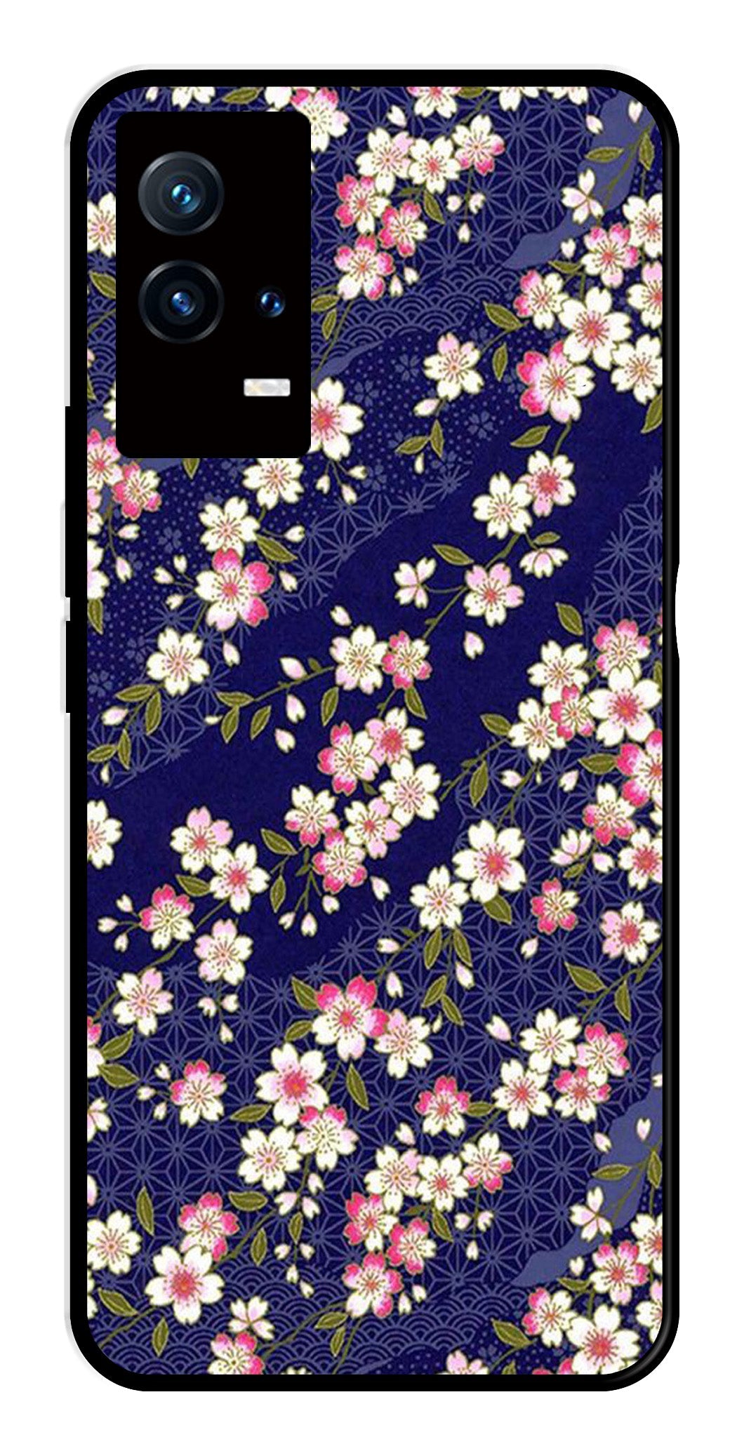 Flower Design Metal Mobile Case for iQOO 8 5G   (Design No -25)