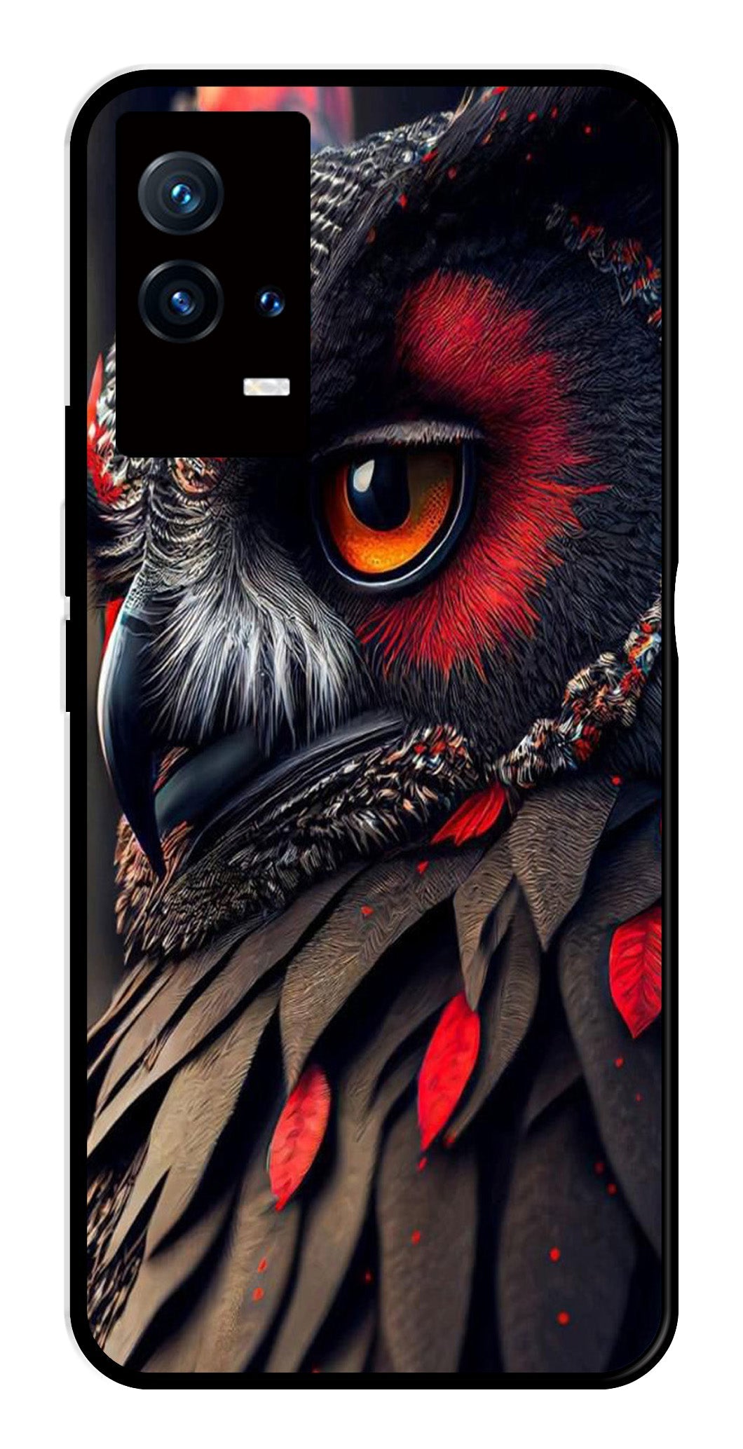 Owl Design Metal Mobile Case for iQOO 8 5G   (Design No -26)