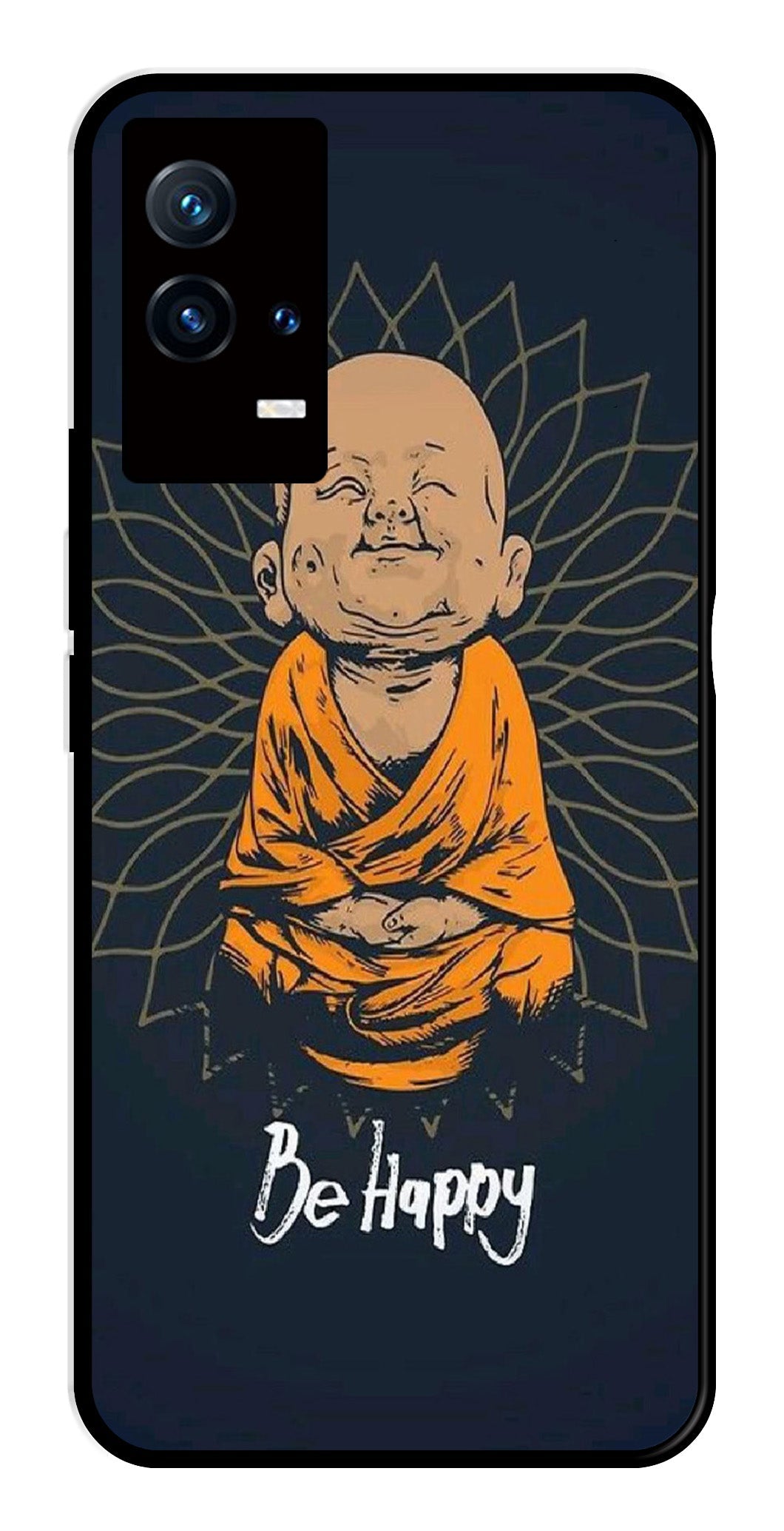 Be Happy Metal Mobile Case for iQOO 8 5G   (Design No -27)