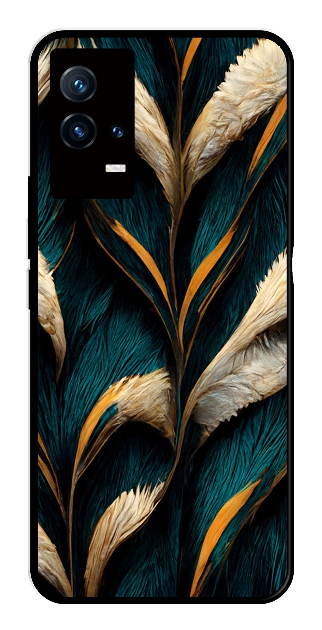 Feathers Metal Mobile Case for iQOO 8 5G   (Design No -30)