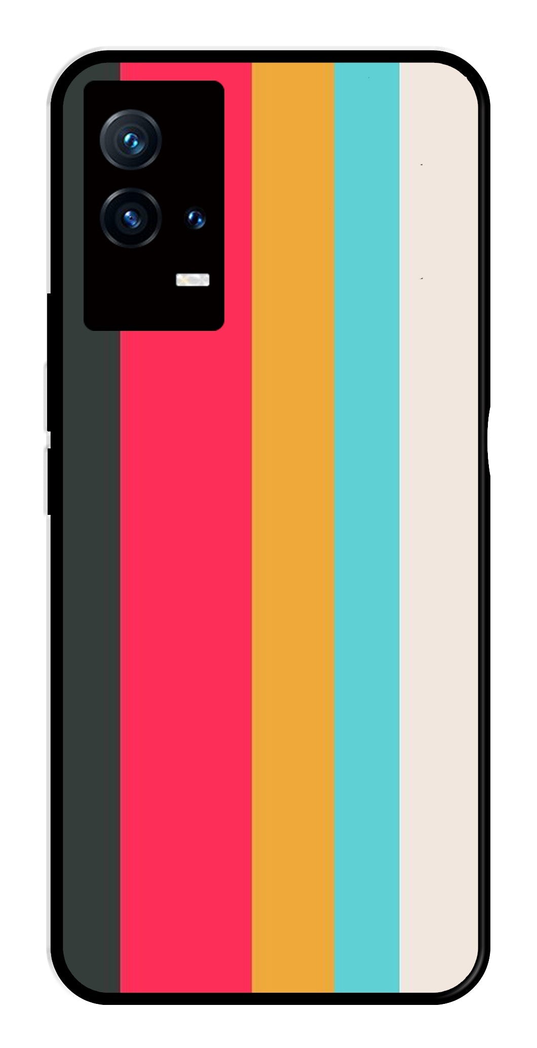 Muted Rainbow Metal Mobile Case for iQOO 8 5G   (Design No -31)