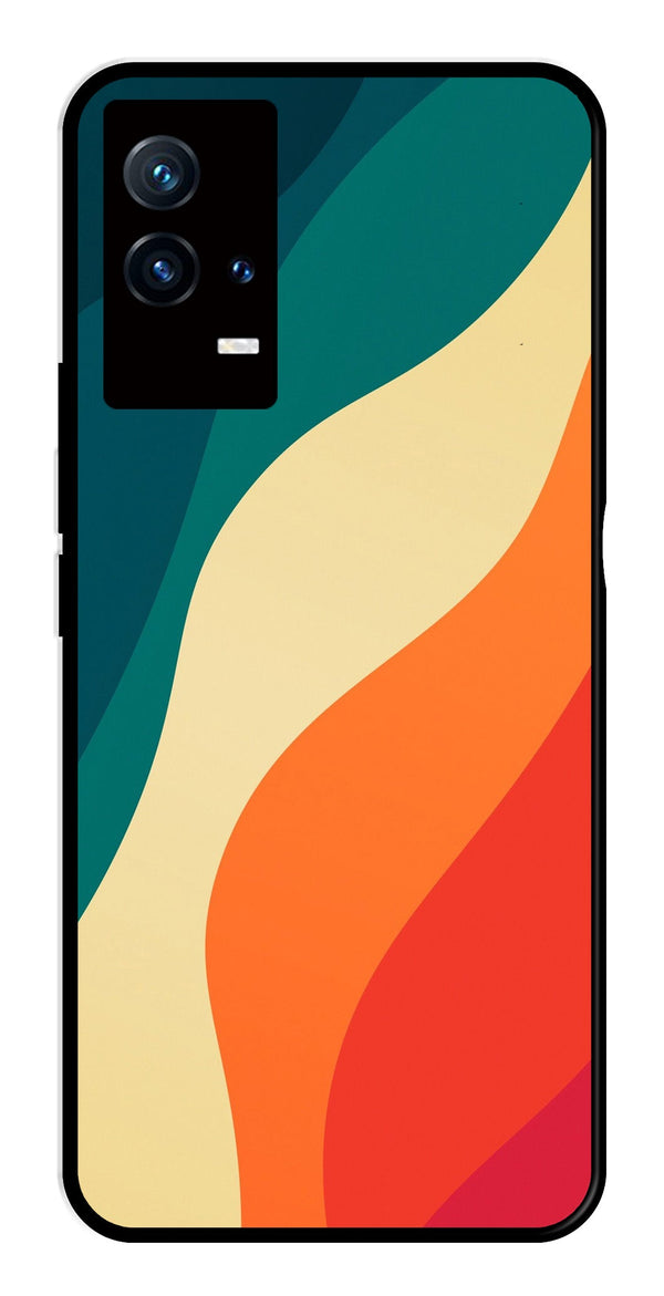 Muted Rainbow Metal Mobile Case for iQOO 8 5G   (Design No -39)