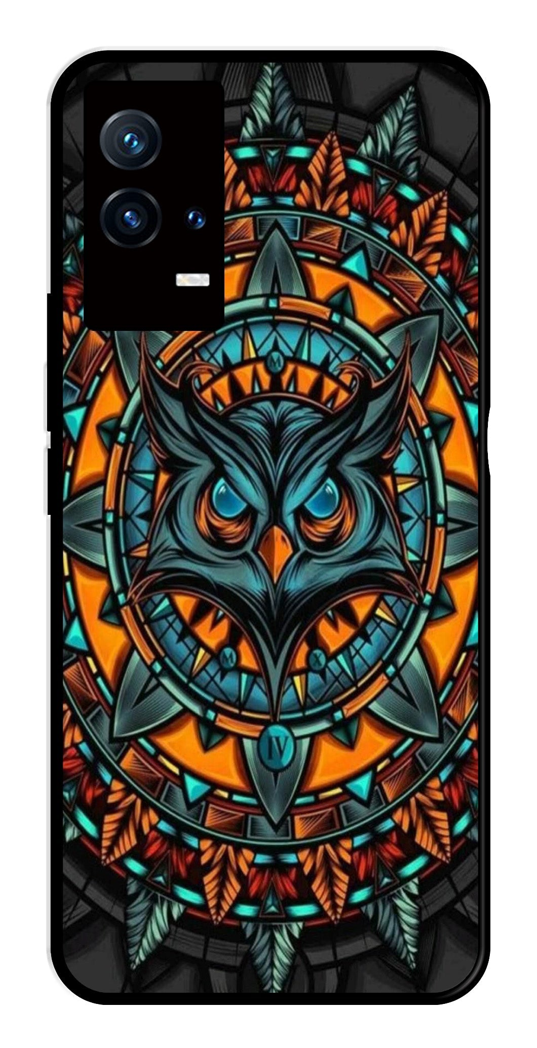Owl Pattern Metal Mobile Case for iQOO 8 5G   (Design No -42)