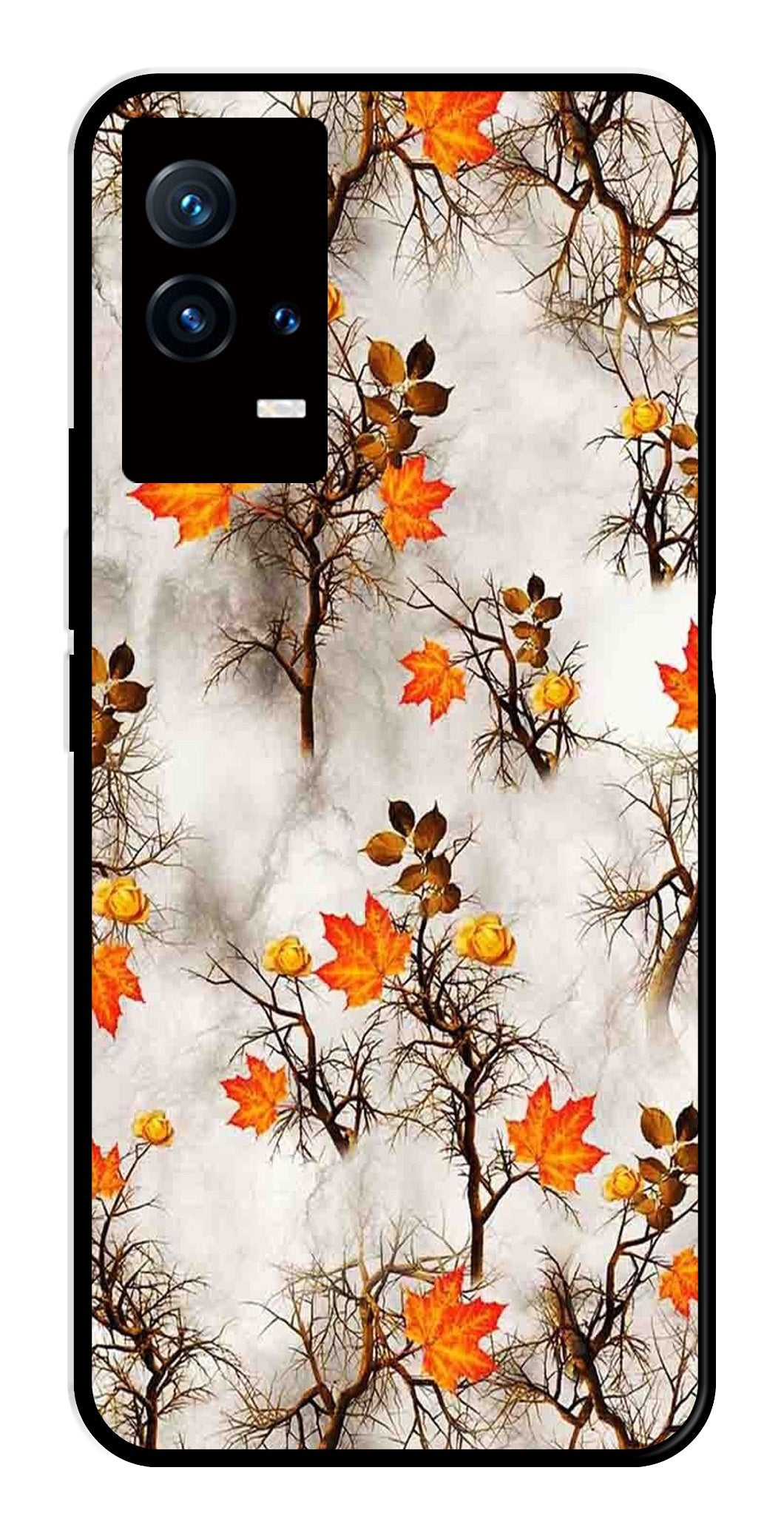 Autumn leaves Metal Mobile Case for iQOO 8 5G   (Design No -55)