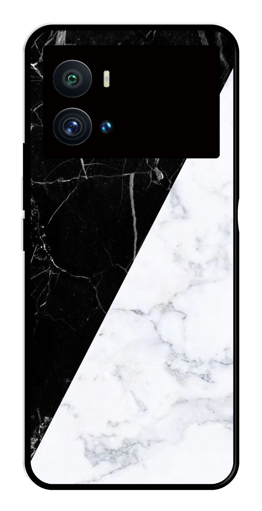 Black White Marble Design Metal Mobile Case for iQOO 9 Pro   (Design No -09)
