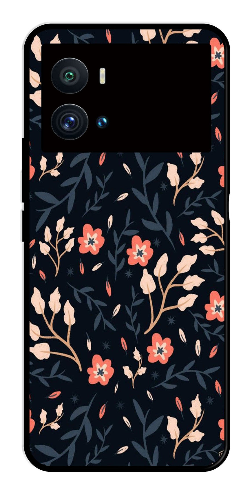Floral Pattern Metal Mobile Case for iQOO 9 Pro   (Design No -10)