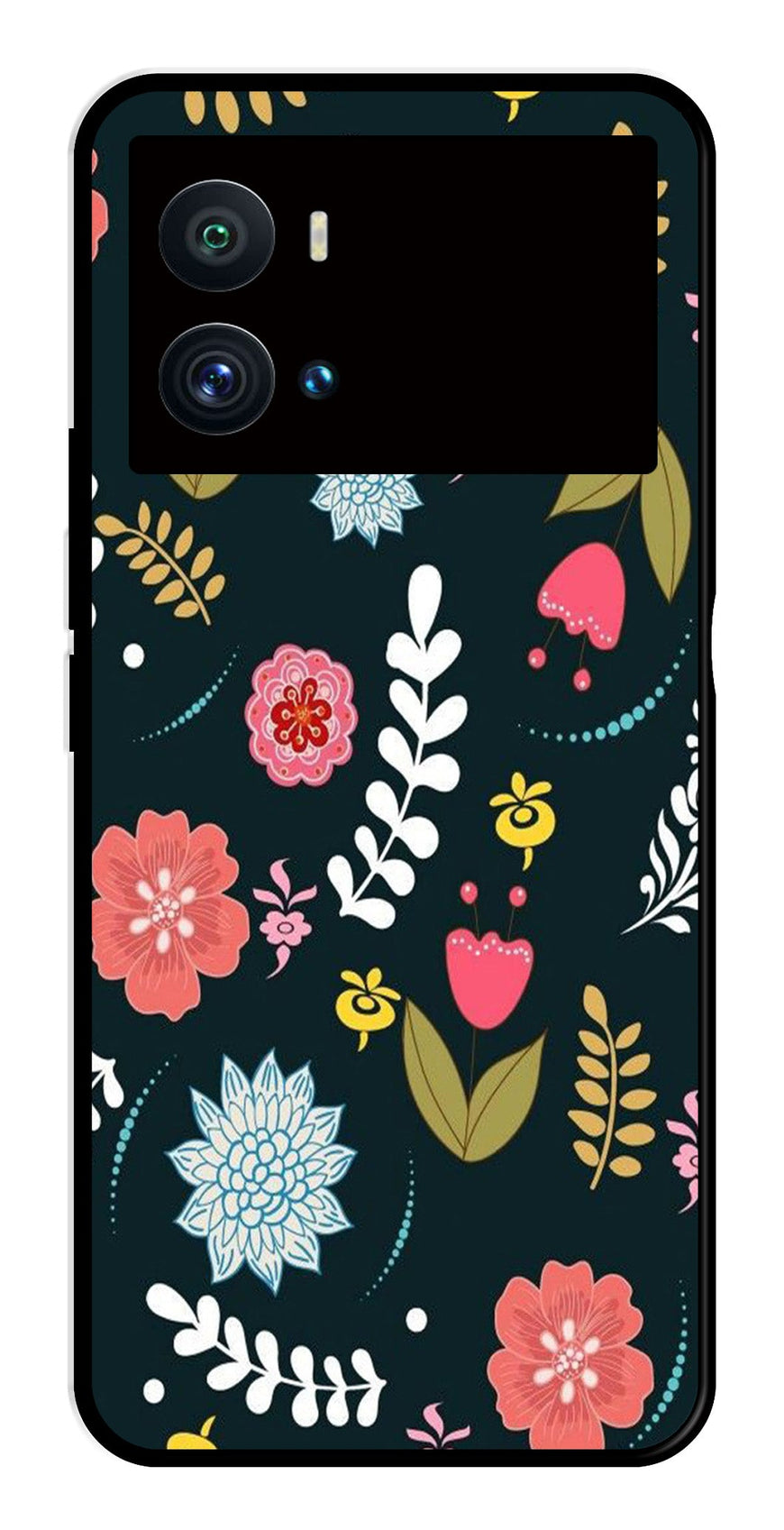 Floral Pattern2 Metal Mobile Case for iQOO 9 Pro   (Design No -12)