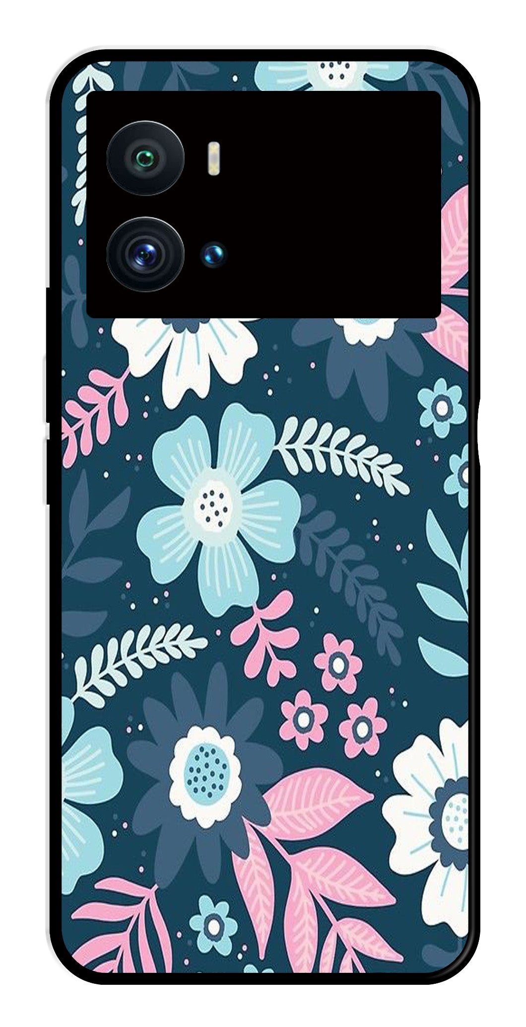 Flower Leaves Design Metal Mobile Case for iQOO 9 Pro   (Design No -50)