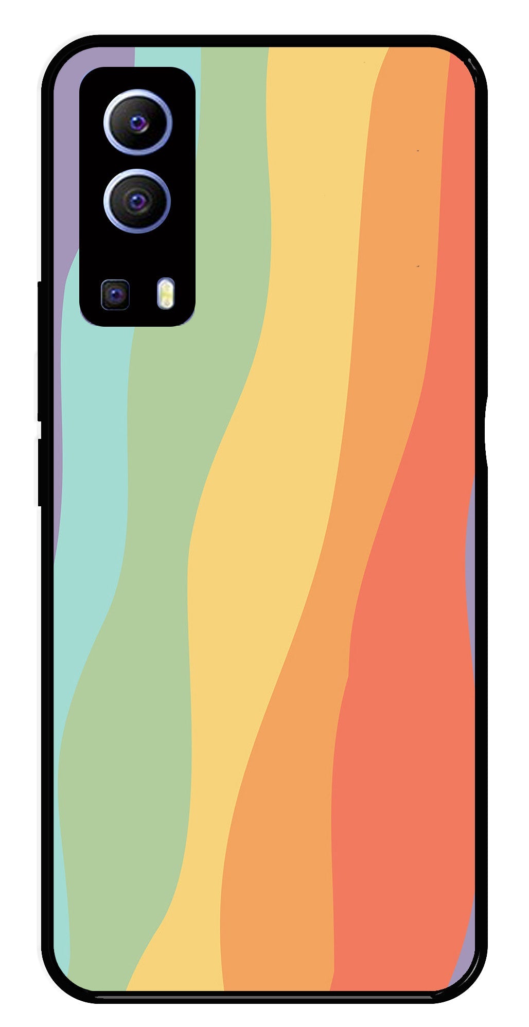 Muted Rainbow Metal Mobile Case for iQOO Z3   (Design No -02)