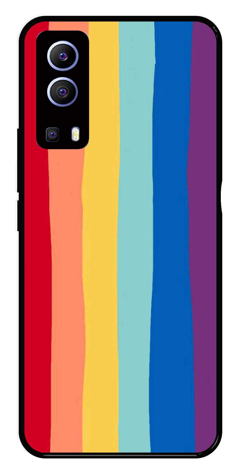 Rainbow MultiColor Metal Mobile Case for iQOO Z3   (Design No -03)
