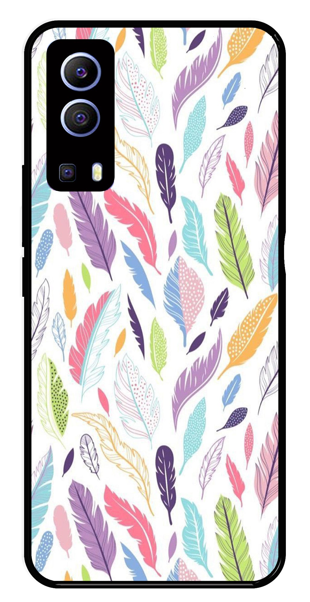 Colorful Feathers Metal Mobile Case for iQOO Z3   (Design No -06)