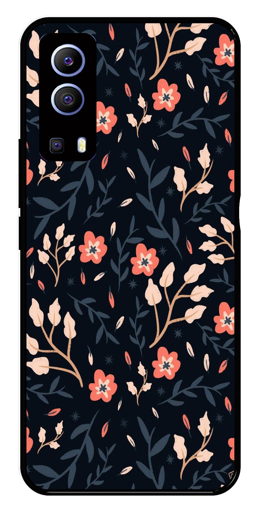 Floral Pattern Metal Mobile Case for iQOO Z3   (Design No -10)