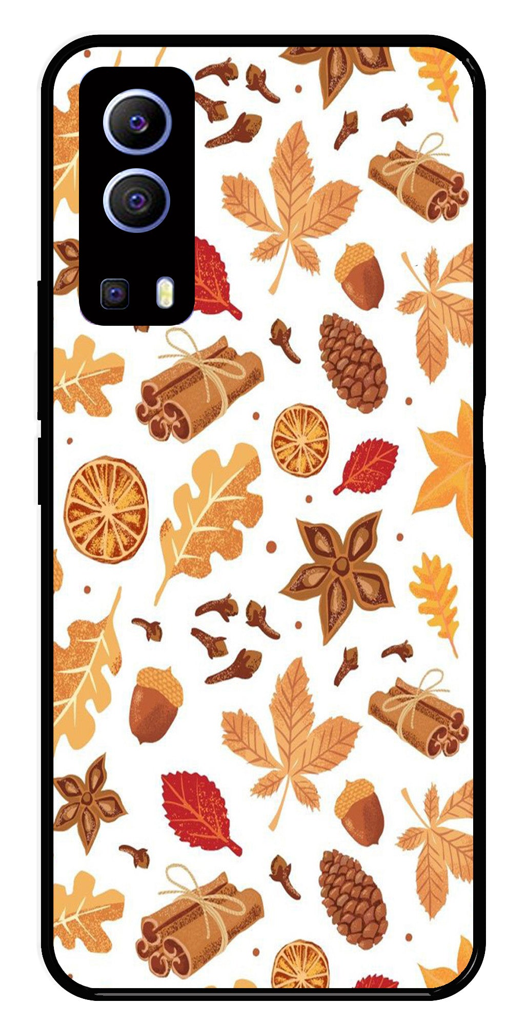 Autumn Leaf Metal Mobile Case for iQOO Z3   (Design No -19)