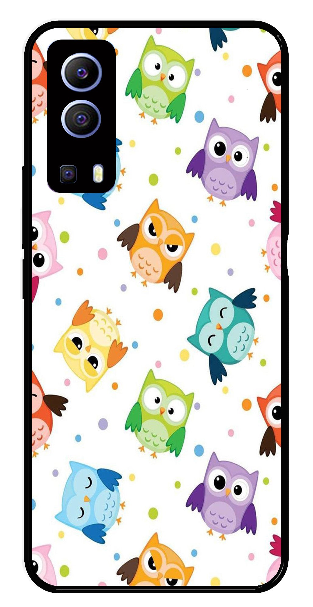 Owls Pattern Metal Mobile Case for iQOO Z3   (Design No -20)
