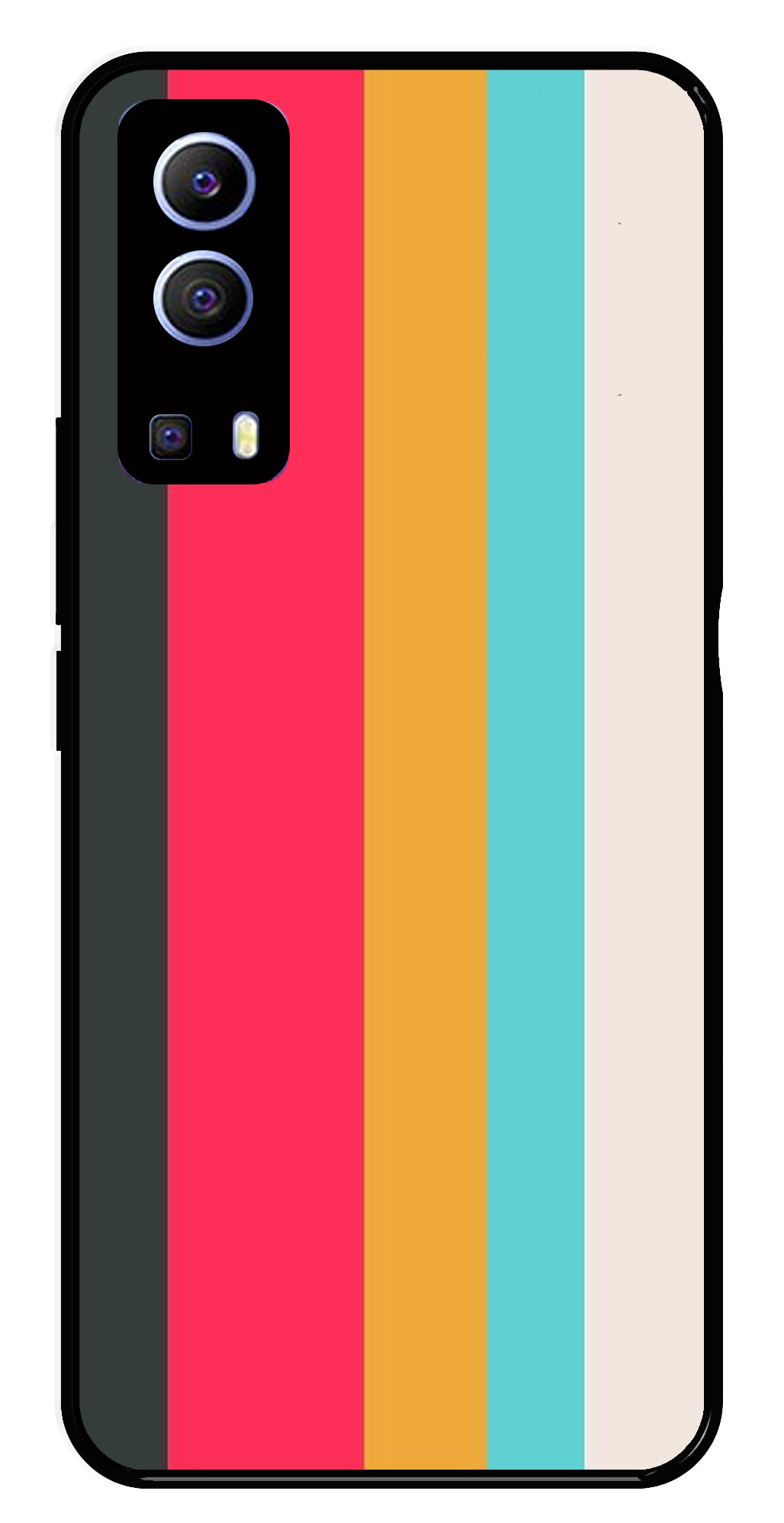 Muted Rainbow Metal Mobile Case for iQOO Z3   (Design No -31)