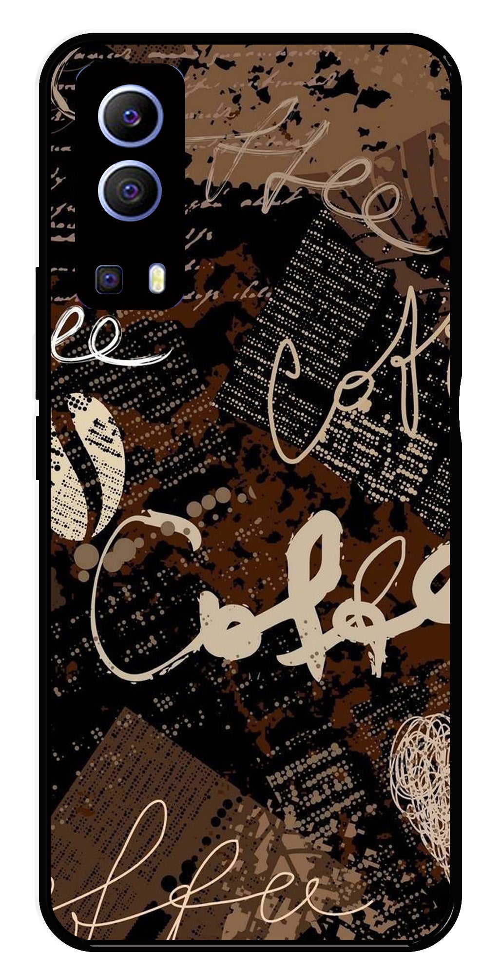 Coffee Pattern Metal Mobile Case for iQOO Z3   (Design No -37)