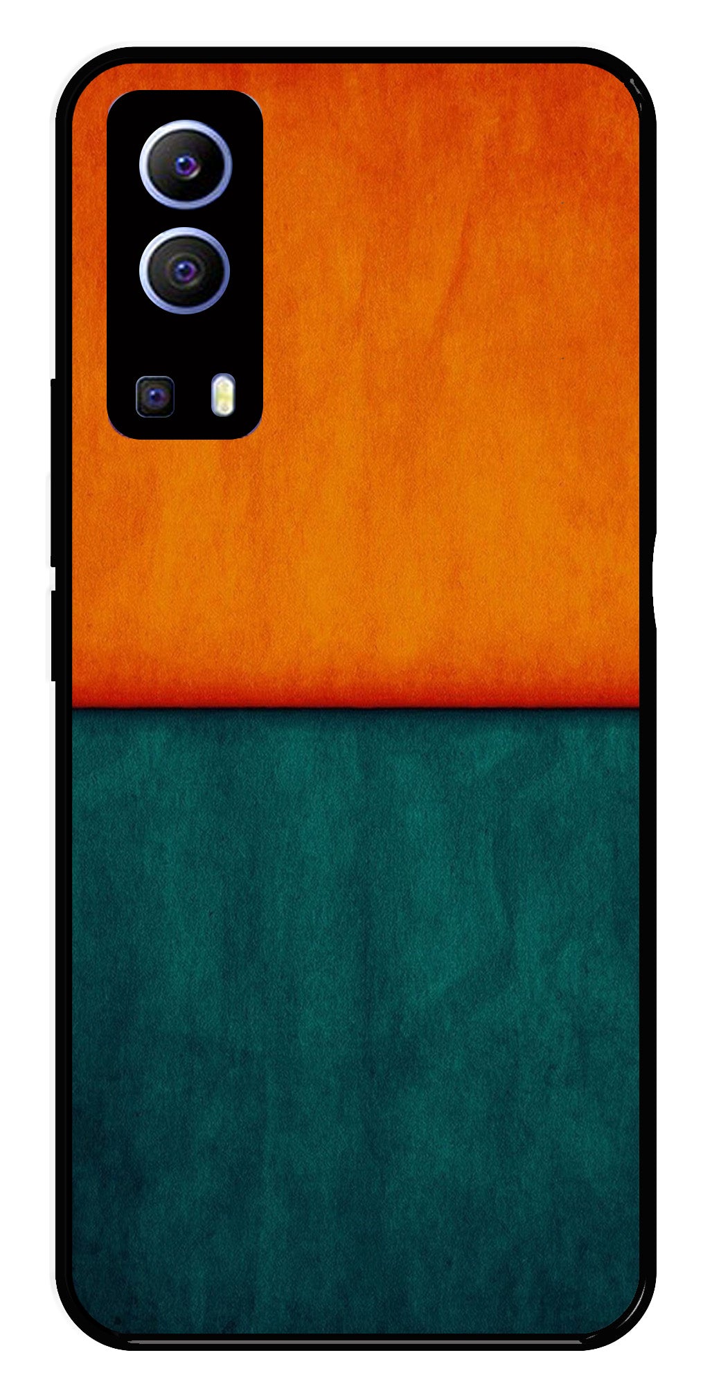 Orange Green Pattern Metal Mobile Case for iQOO Z3   (Design No -45)
