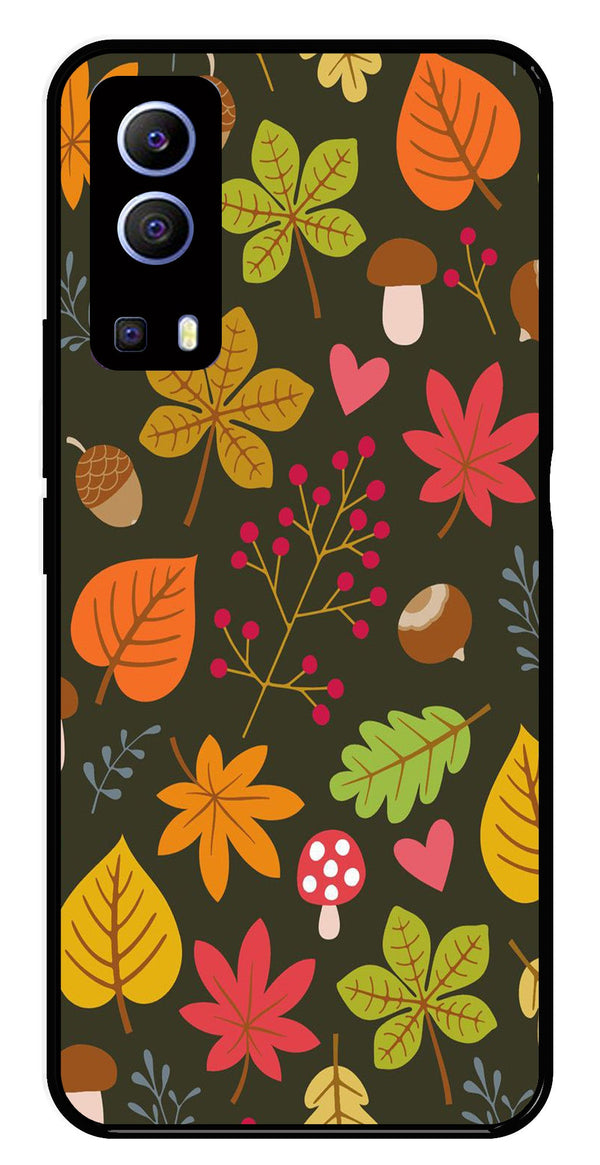 Leaves Design Metal Mobile Case for iQOO Z3   (Design No -51)