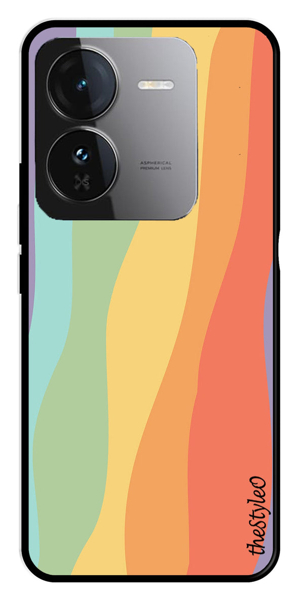 Muted Rainbow Metal Mobile Case for iQOO Z9 5G (Design No -02)