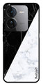 Black White Marble Design Metal Mobile Case for iQOO Z9 5G (Design No -09)