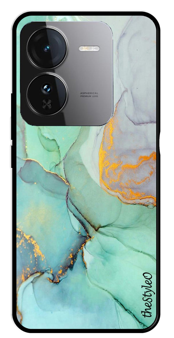 Orange Green Pattern Metal Mobile Case for iQOO Z9 5G (Design No -45)