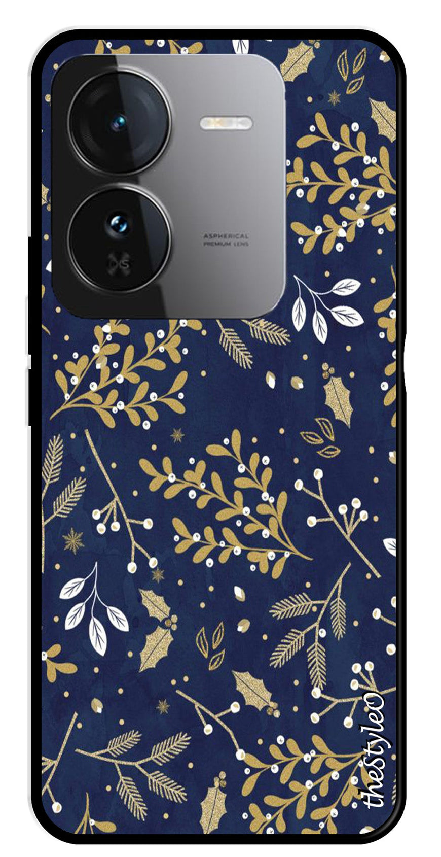 Leaves Design Metal Mobile Case for iQOO Z9 5G (Design No -51)