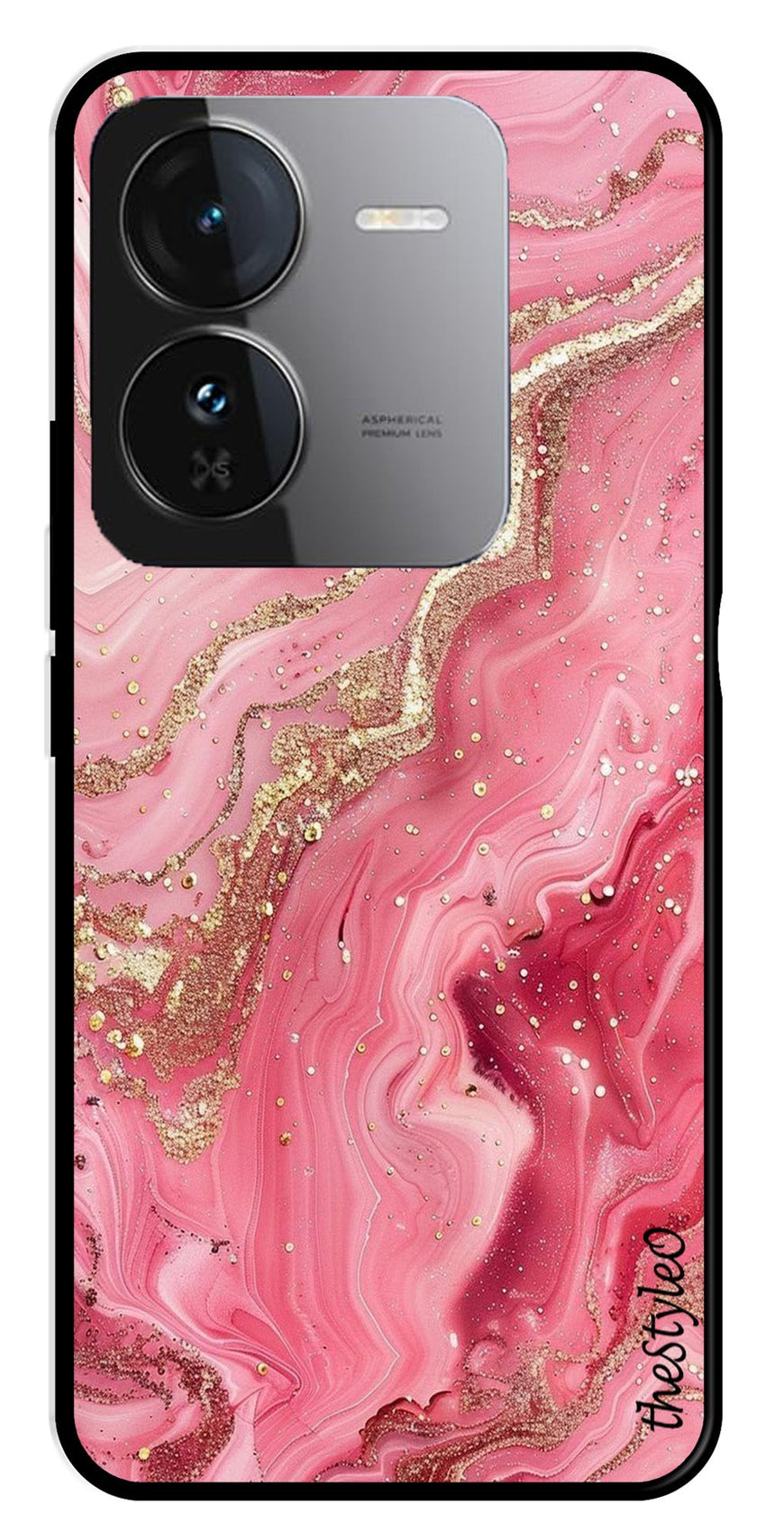 Pink Marble Metal Mobile Case for iQOO Z9 5G (Design No -66)