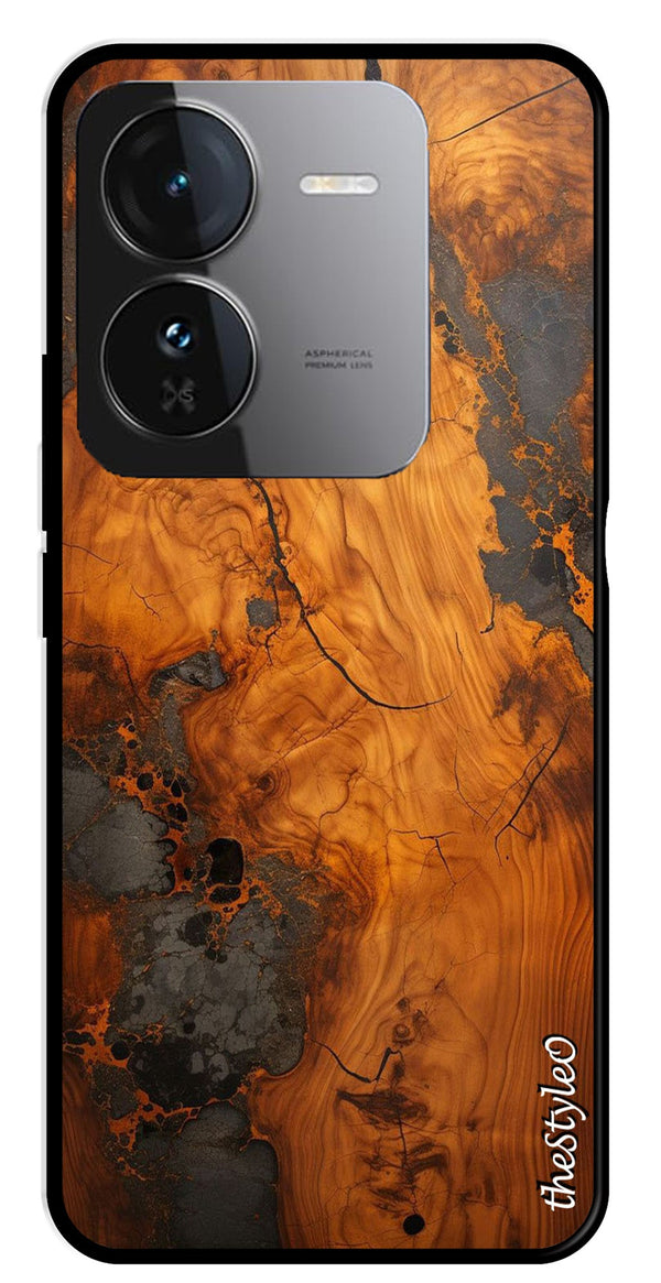 Wooden Design Metal Mobile Case for iQOO Z9 5G (Design No -74)