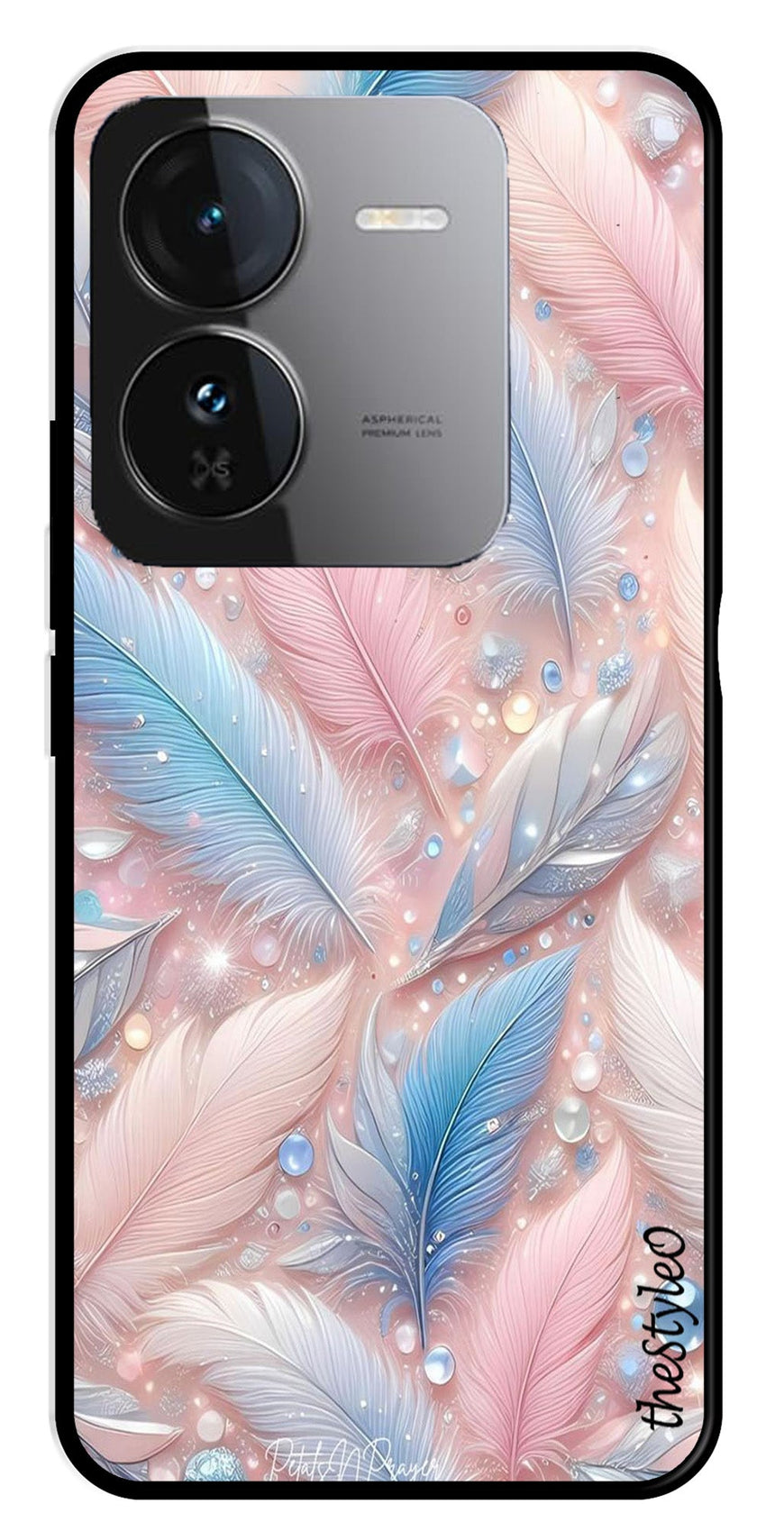 Feather Design Metal Mobile Case for iQOO Z9 5G (Design No -85)