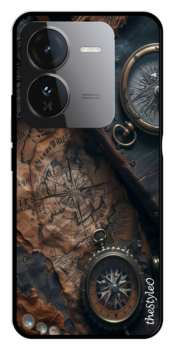 Vintage Compass Metal Mobile Case for iQOO Z9 5G (Design No -90)