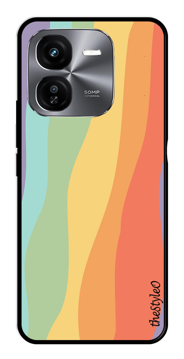 Muted Rainbow Metal Mobile Case for iQOO Z9X 5G (Design No -02)