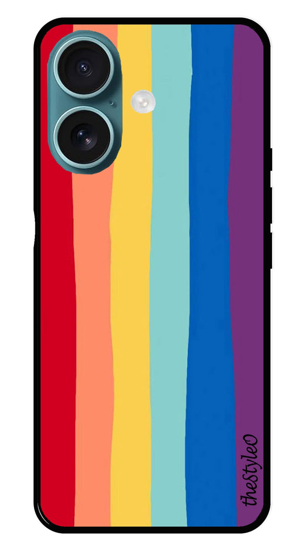 Rainbow MultiColor Metal Mobile Case for iPhone 16 (Design No -03)