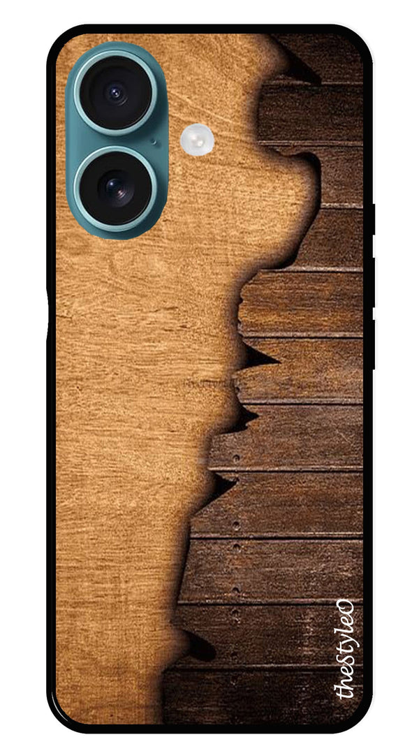 Wooden Design Metal Mobile Case for iPhone 16 (Design No -13)
