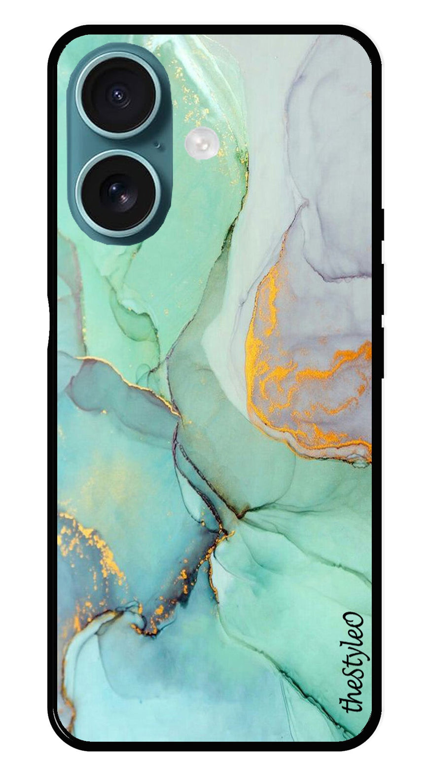 Orange Green Pattern Metal Mobile Case for iPhone 16 (Design No -45)