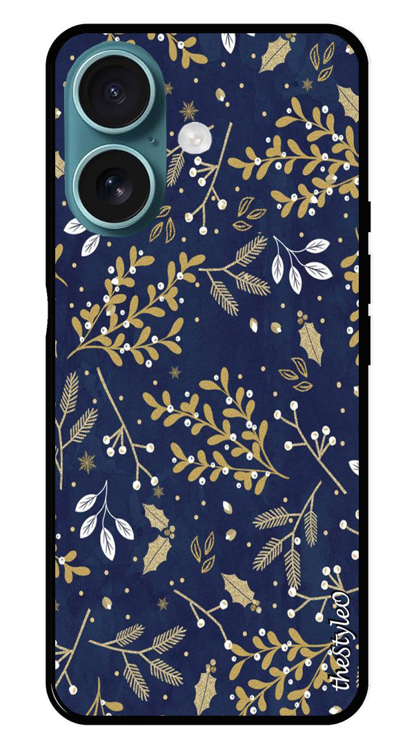Leaves Design Metal Mobile Case for iPhone 16 (Design No -51)
