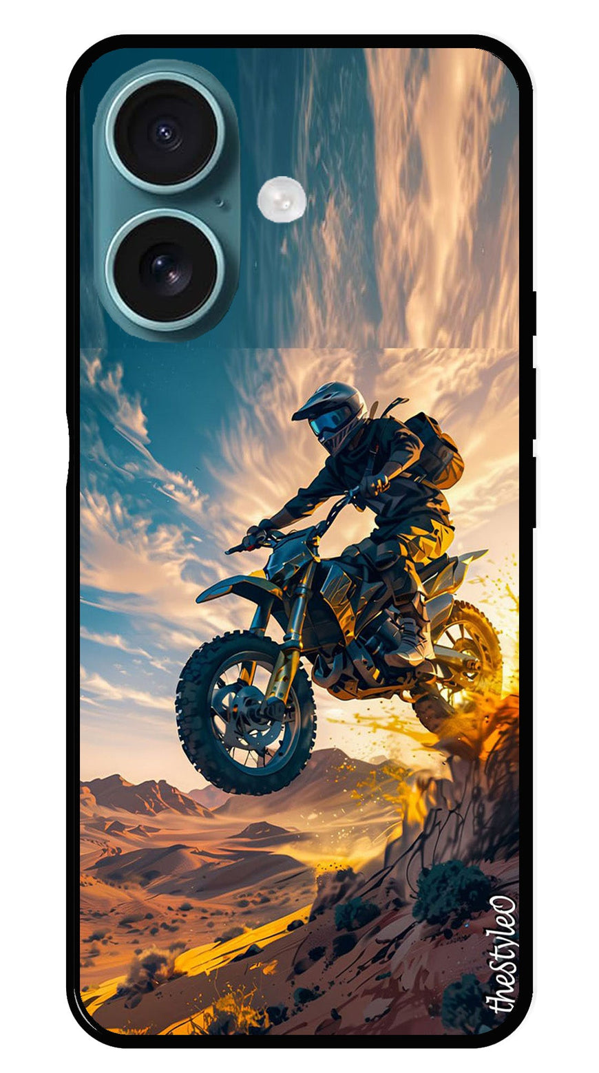 Bike Rider Metal Mobile Case for iPhone 16 (Design No -59)
