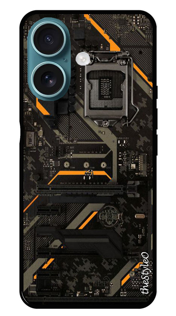Circuit Design Metal Mobile Case for iPhone 16 (Design No -63)
