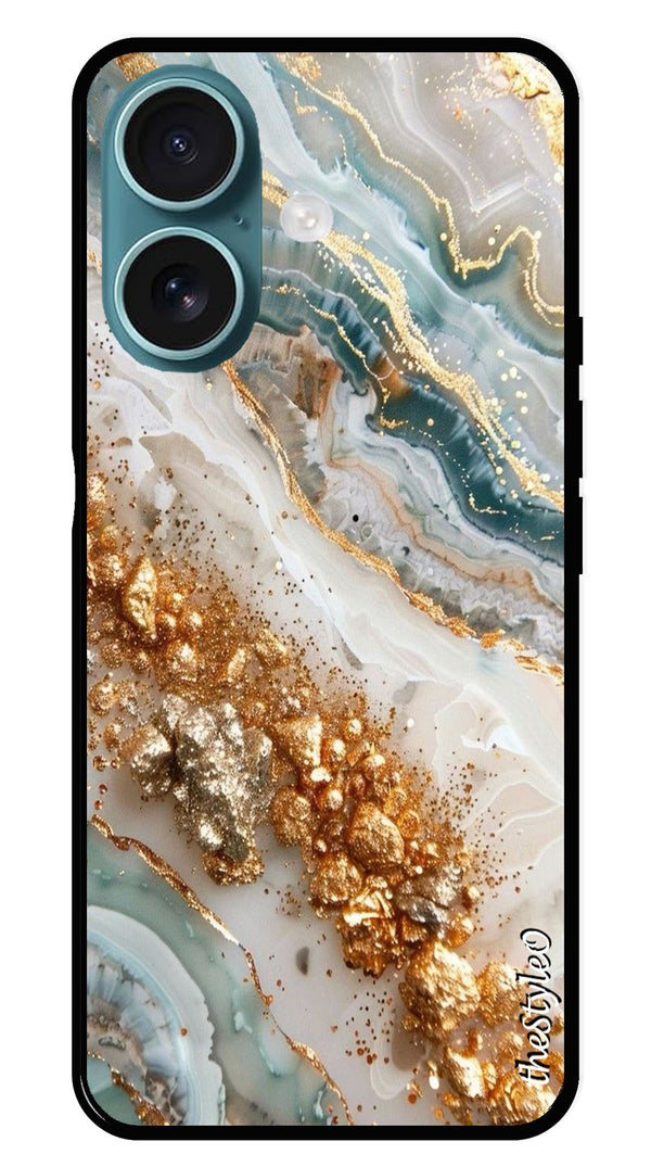 Marble Design Metal Mobile Case for iPhone 16 (Design No -92)