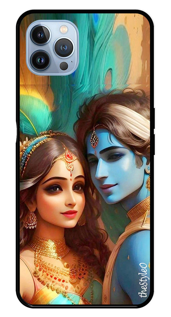 Lord Radha Krishna Metal Mobile Case for iPhone 16 Pro Max (Design No -01)